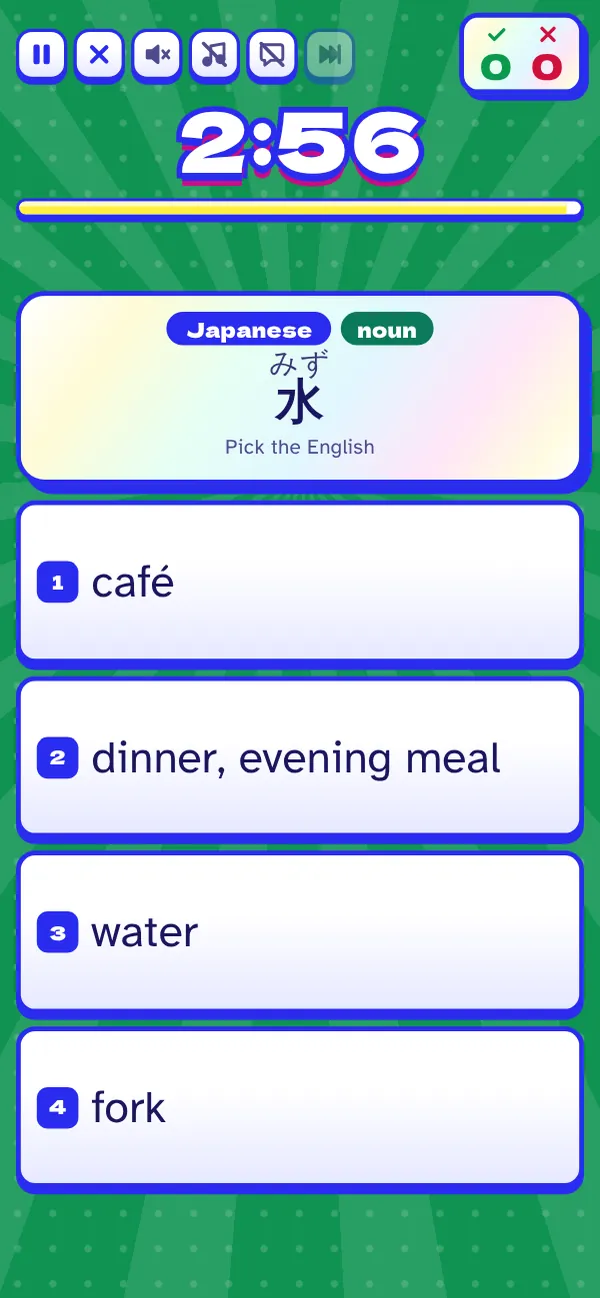 A Read round: 水 with its reading, みず.